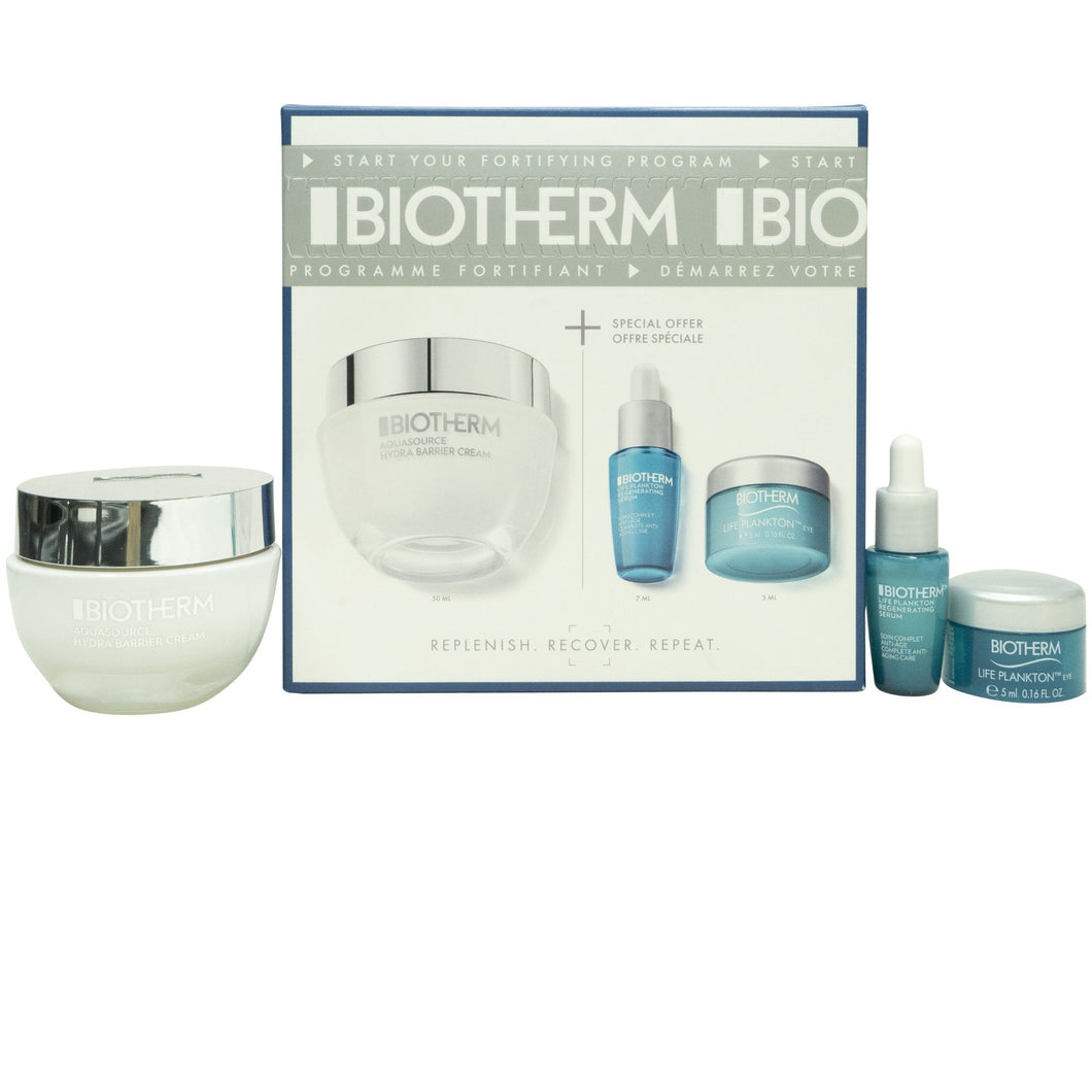 Biotherm Aquasource Hydra Barrier Routine set Hydra Barrier Cream 50ml + Life Plankton Regenerating Moisturising Serum 7ml + Life Plankton Eye cream 5ml (Unisex)